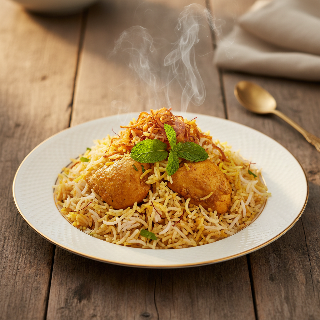 Lazy Biryani Kit - steaming biryani